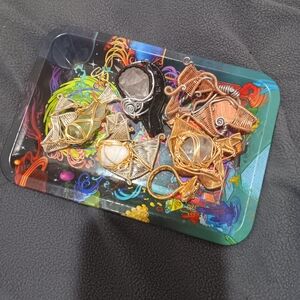 Handmade Wire Wrapped Crystal Pendants - Mixed Metal Colors